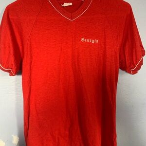 Vintage Red Georgia Embroidered VNECK Large WOMENS Shirt by BIKE